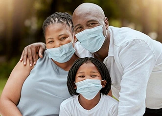 Australia Black Family Child With Senior Man Woman With Mask